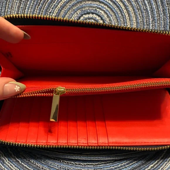 Tory Burch Navy Blue Wristlet with Gold Emblem - Picture 3 of 6